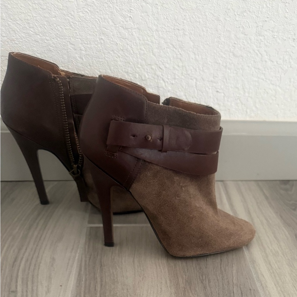Nine West Brown Suede + Leather Ankle Booties (Size 5)